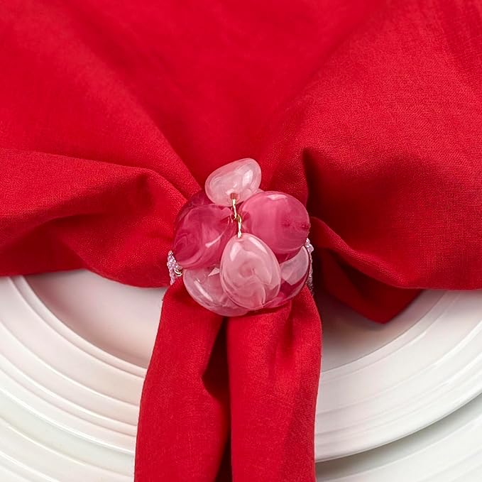Beaded Pebble Stone Napkin Rings – Handcrafted Acrylic Napkin Holders - Image 2