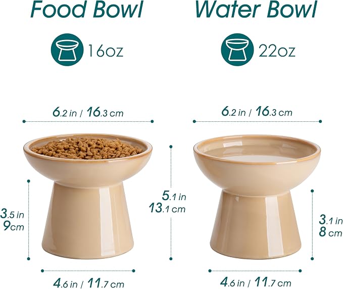 vancasso Ceramic Elevated Cat Bowls 2-Pack - Image 2