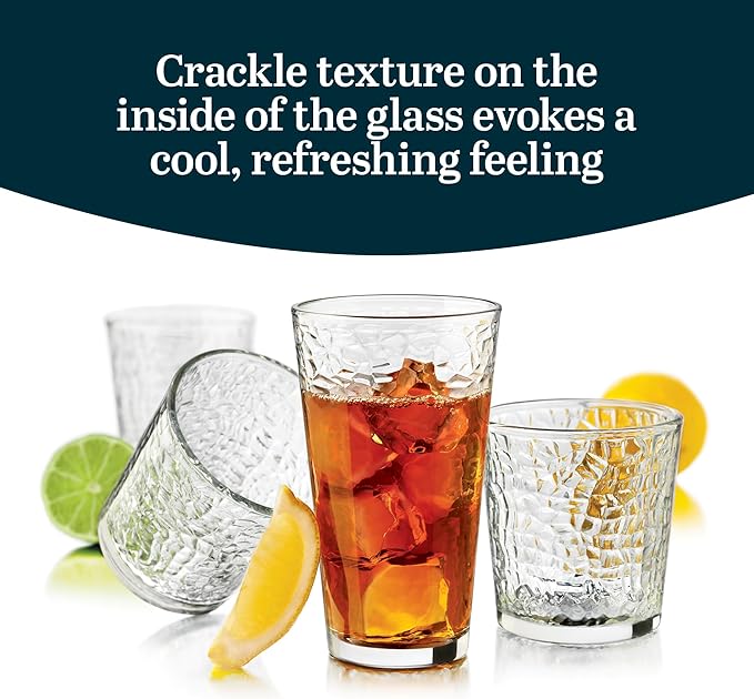 Libbey Yucatan Textured Tumbler & Rocks Drinking Glasses Set of 16 | Jumbo - Image 4