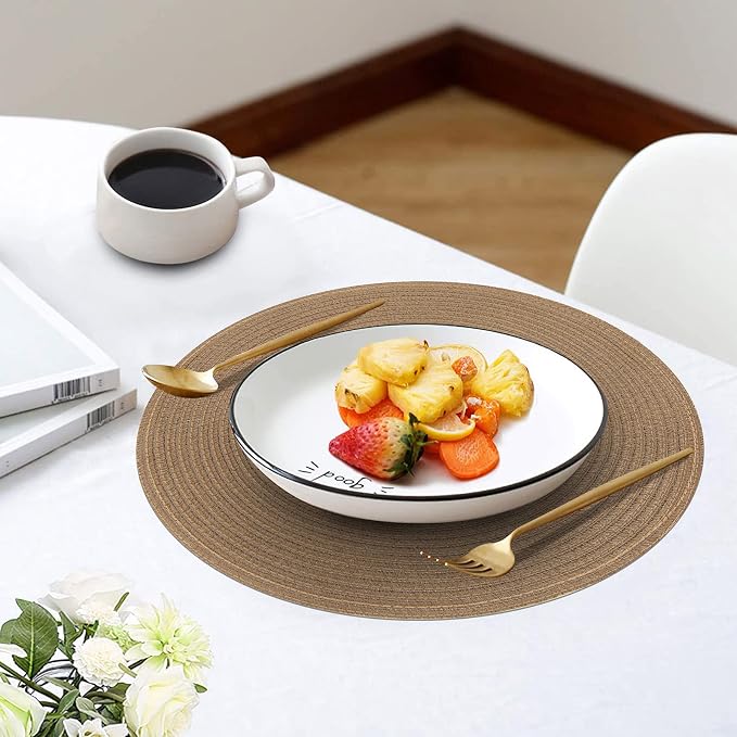 SHACOS Round Placemats Set of 4 Woven Braided Kitchen Table Placemats 15 inch - Image 7
