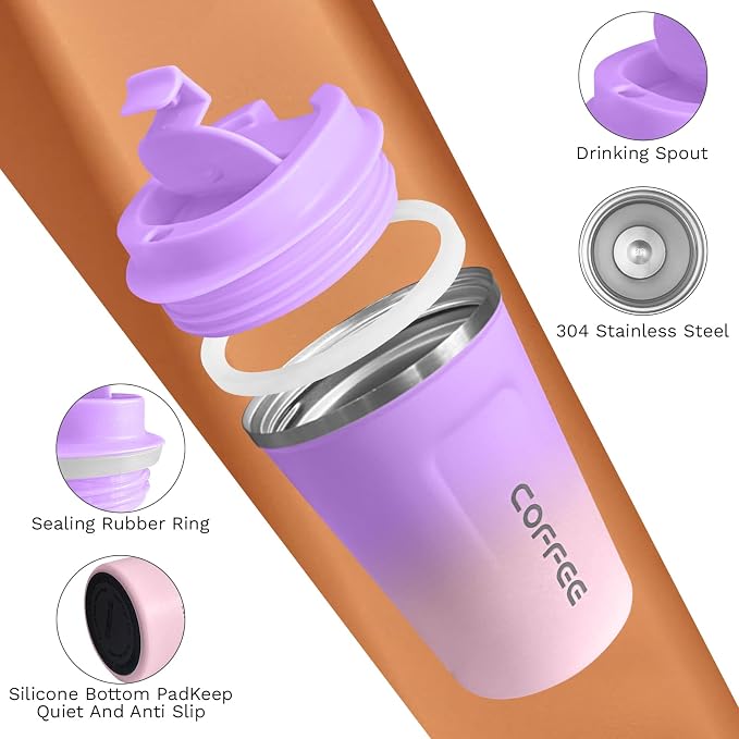 SPLMIFA Travel Coffee Mug Leak-Proof, Reusable Coffee Cups - Image 3