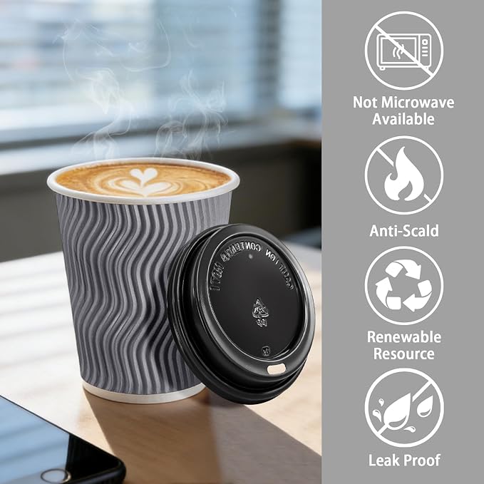 BYSNOW 50 Pack 12 oz Paper Coffee Cups - Image 3