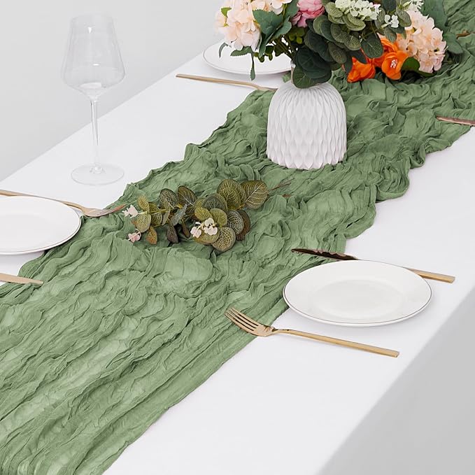30 Pack Sage Green Cheesecloth Table Runner 17 x 108 inch Cheese Cloth Table - Image 4