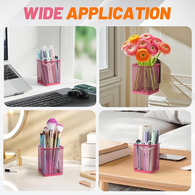 Segarty Pen Cup, 12 Pack Square Dark Pink Pen Holder - Image 6