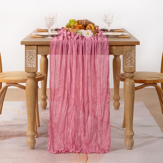 3 Pack Mauve Cheesecloth Table Runner10ft Rustic Sheer Gauze Runner | - Image 3