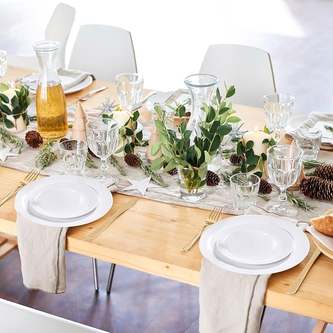 PULOTE 200 Pieces White Plastic Plates Disposable - Image 3