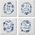 Thirstystone Blue Painted Farm 4 Pack Tumbled Tile Stone Coasters | 4" Square by CounterArt