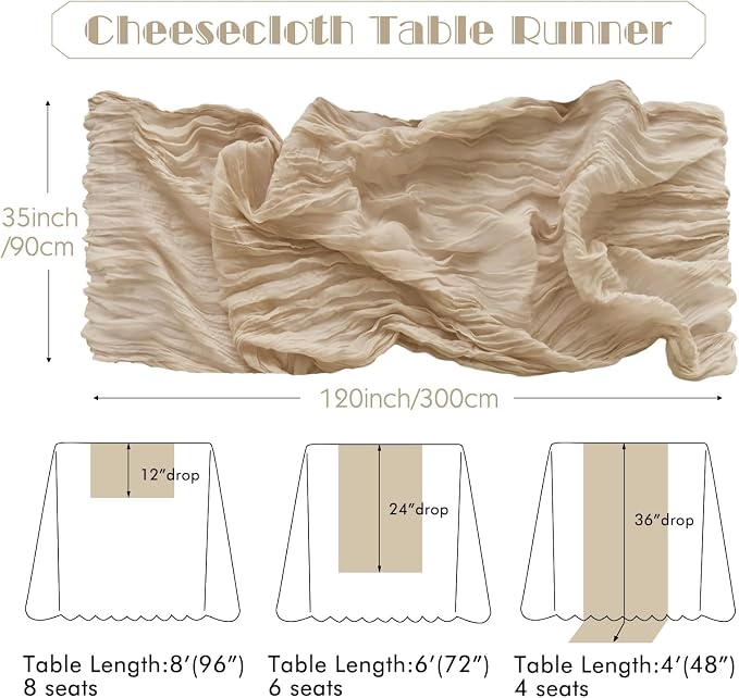 IVAPUPU Nude Table Runner 120 Inches - Image 4