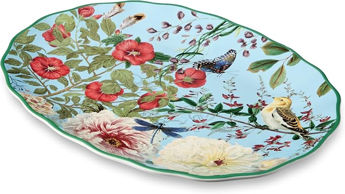 Flora Ceramic Oval Platter – 14" x 10" Large Decorative Serving Dish - Image 2