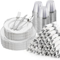 Bestluck 350PCS Silver Plastic Plates by Bestluck
