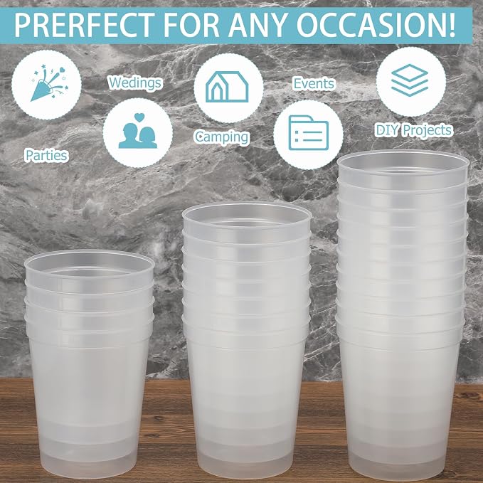 Yungyan 50 Pack 16 oz Stadium Cups Reusable Plastic Cups Blank Drink Stadium - Image 7