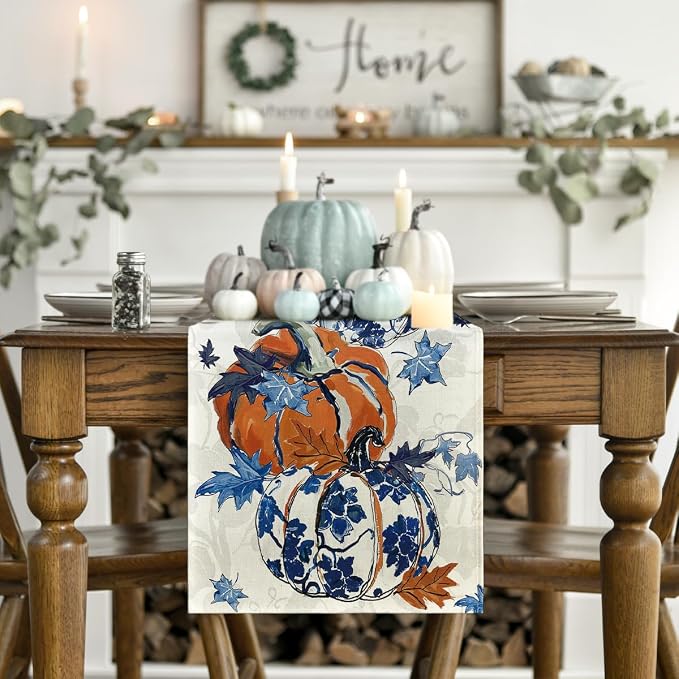 Artoid Mode 210 GSM Fall Table Runner 13x108 Inch Home Party Decor | Pumpkins - Image 2