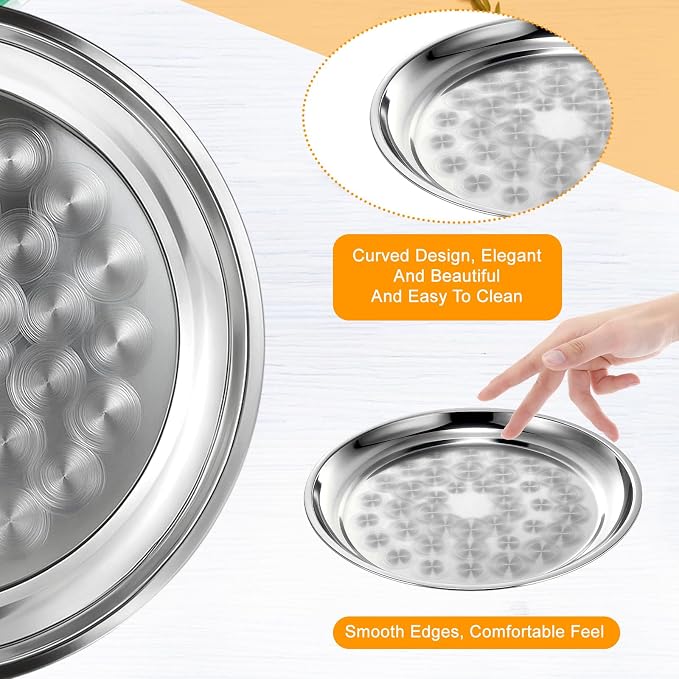 20 Pack Stainless Steel Round Serving Tray - Image 3