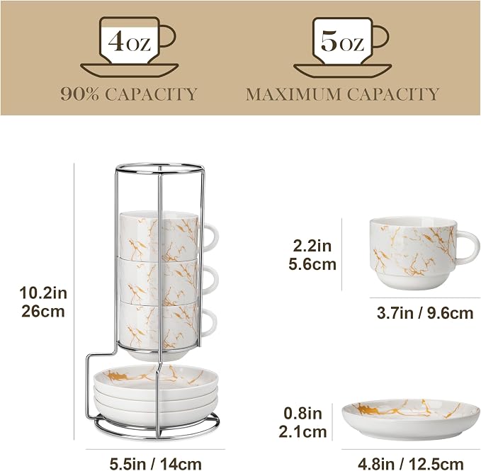 MALACASA 4 OZ Porcelain Espresso Cups - Image 2