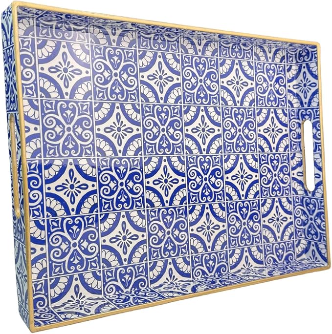 Serving Tray with Handles, Rectangular Decorative Trays by Umisriro