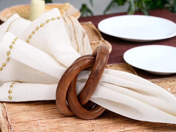 ALPHA Living HOME Wooden Napkin Rings Set of 12 - Image 2