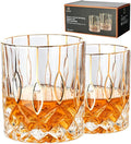 GLASKEY Gold Rim Whiskey Glasses Set of 2, Crystal Old Fashioned Glasses-Luxury by GLASKEY