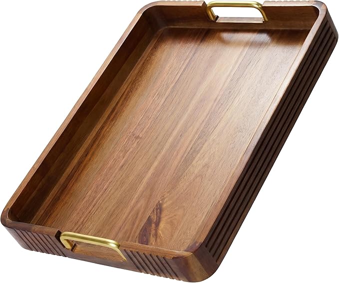 Natural Acacia Wood Serving Tray by AbawiNexus