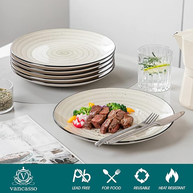 vancasso Bonbon Dinner Plates Set of 6, 10.5 Inch Ceramic Dinner Pasta Plates - Image 3