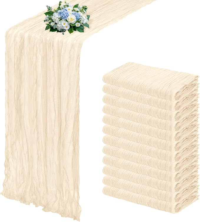 12 Pack Ivory Cheesecloth Table Runner 17x108 Inch Semi Sheer Boho Gauze Cheese by Unknown