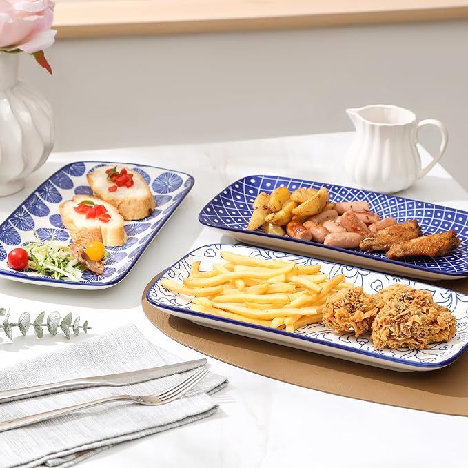 Selamica Ceramic Rectangular Serving Platters Set of 4, 12 Inch Serving - Image 7