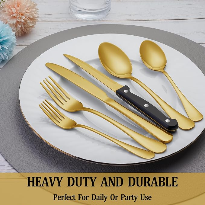 48 Pcs Gold Silverware Set - Image 7