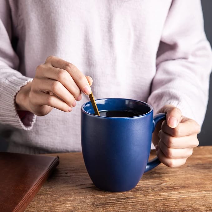 AmorArc 12 OZ Coffee Mugs, Matte Blue Coffee Cups - Image 2