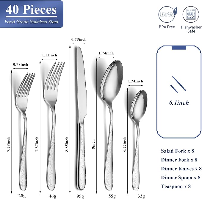 40 Piece Silverware Set Service - Image 2