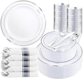 350Piece Silver Plastic Dinnerware Set by WDF