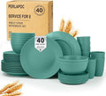 Wheat Straw Dinnerware Sets 40 PCS Unbreakable Dishes Set by Perlapoc