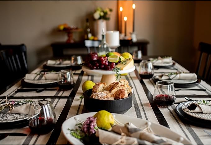Solino Home 100% Pure Linen Table Runner, 14 x 72 in, French Stripe | Table - Image 9