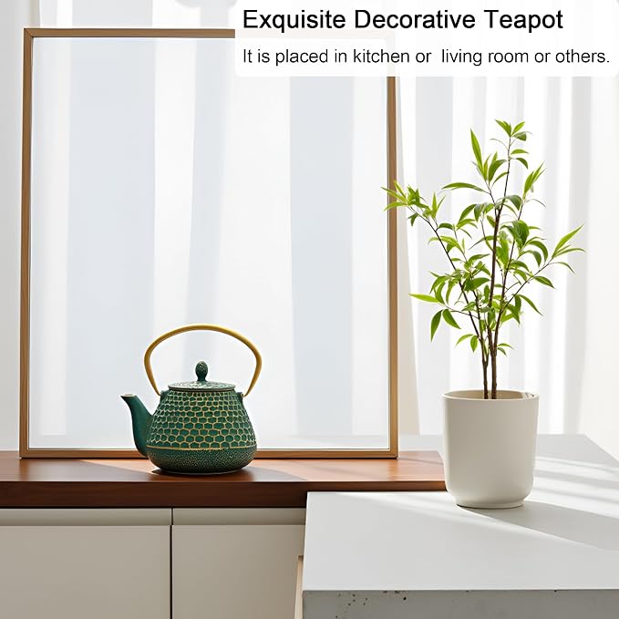 YJX Cast Iron Teapot and Tea Cups Set, 33.8oz Hexagon Pattern Tea Set - Image 3