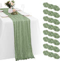 8 Pack Sage Green Cheesecloth Table Runners 20x120 Inch Gauze Table Runner by Yorcari