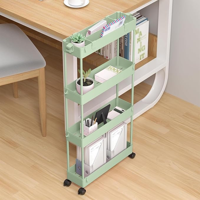 2-piece Set Slim Storage Cart 3 Tier, Bathroom Organizer Rolling Utility - Image 7
