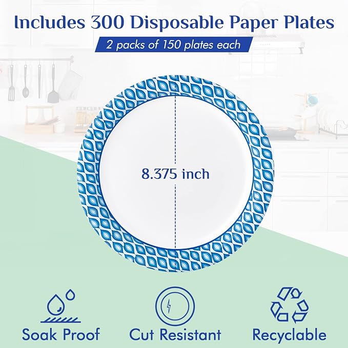 MUCHII 8.375 Inch Disposable Paper Plates, Holiday - Image 3