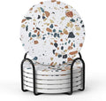 LIFVER Coasters Set of 6, Terrazzo Style Ceramic Drink Coasters by LIFVER
