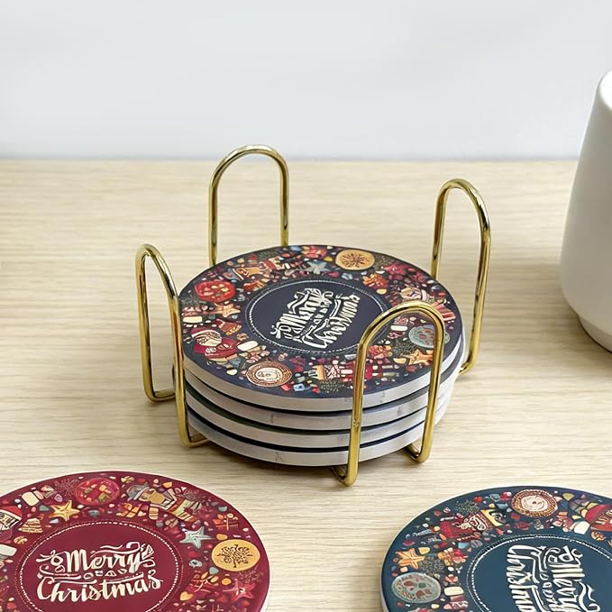 Coaster Holder 4.3 Inch Gold Iron Metal Holder Storage Caddy - Image 6
