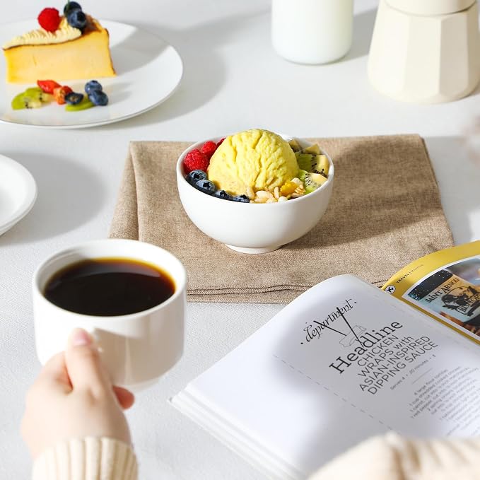MALACASA Small White Bowls Set of 8, 10 Oz Ice Cream Bowls - Image 8