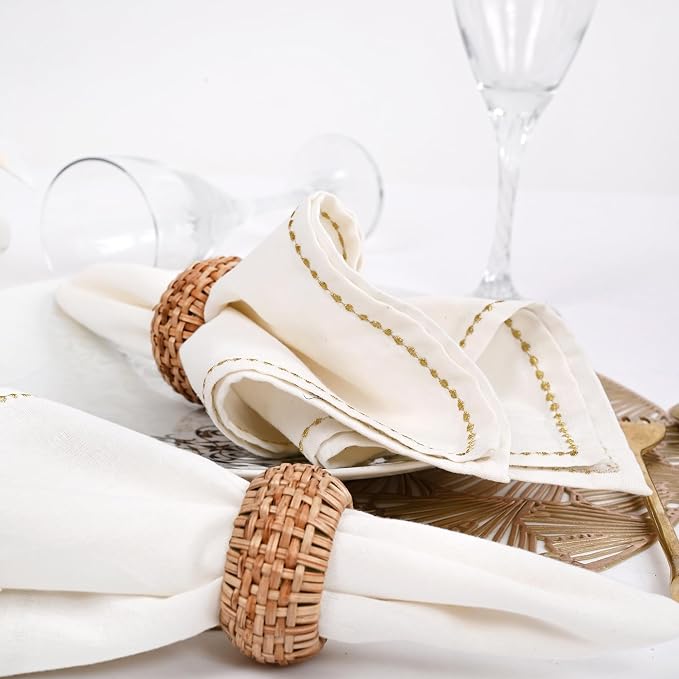Woven Jute Napkin Rings, Natural Rattan | Handmade rattan, plastic base - Image 8