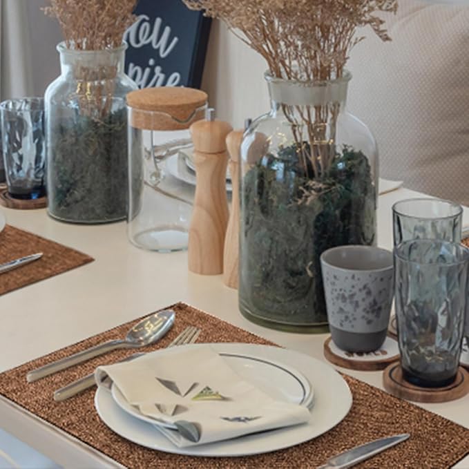 Faux Cotton Linen Placemats Set of 6, Cloth Washable Farmhouse Dining Table Mats - Image 9