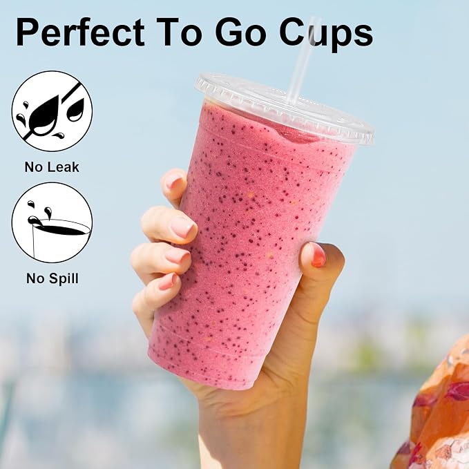 Lamosi 100 Pack 20 oz Plastic Coffee Cups - Image 4