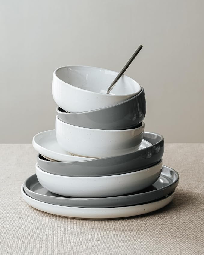 Famiware Milkyway 12-Piece Stoneware Dinnerware Set, Dishes Set - Image 4
