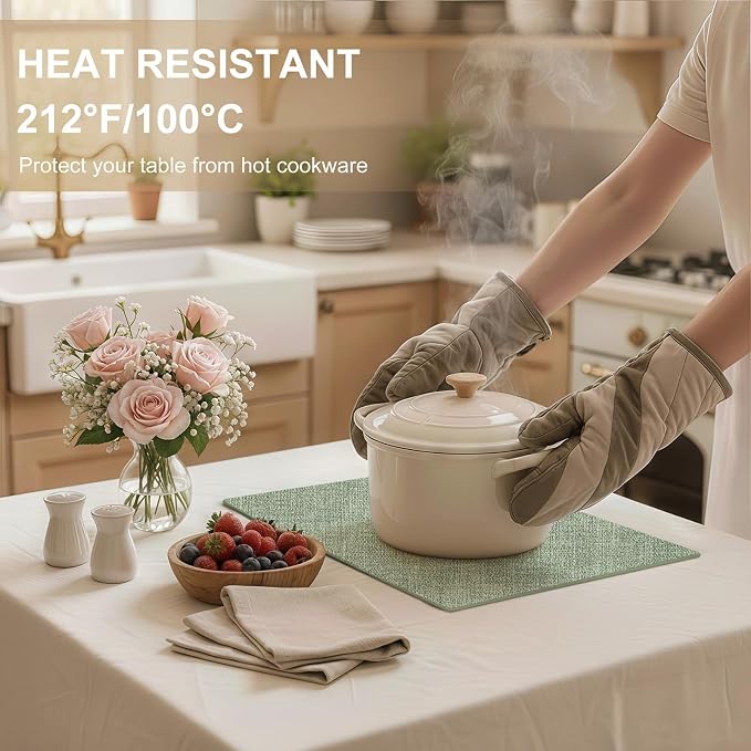 Faux Leather Heat Resistant Placemats 6 Packs, Waterproof Wipeable Dining PU - Image 3