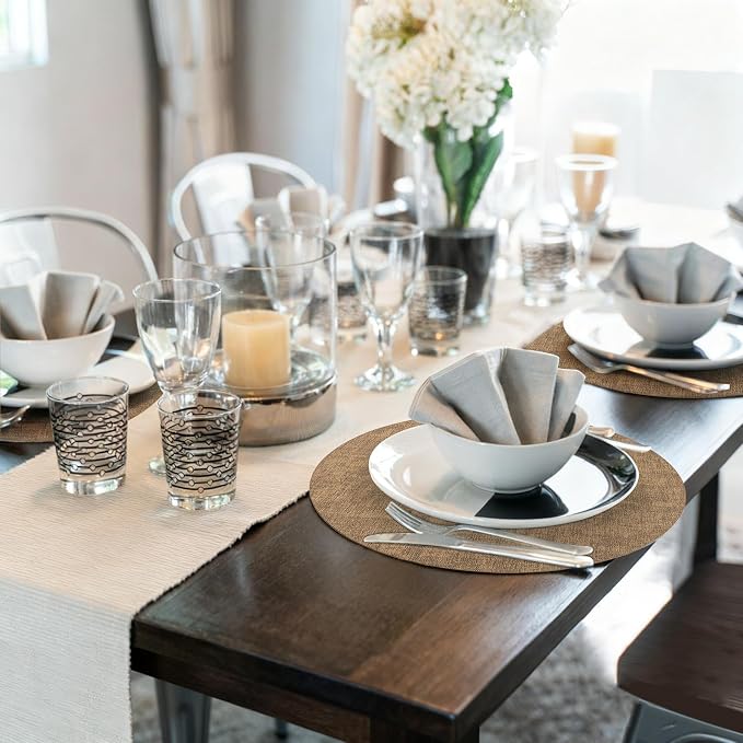Maxpearl Faux Leather Round Placemats Set of 6, 13.8 inch, Heat Resistant - Image 8