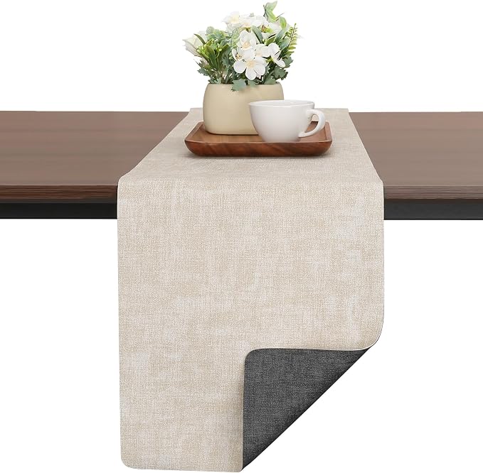 Table Runners 72 Inch Long, Dual-Sided Faux Leather Table Runner | Waterproof by Chitomars