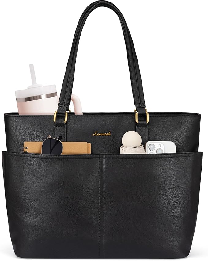 LOVEVOOK Work Tote Bag for Women, Vintage Leather 17.3 Inch Laptop Bags by LOVEVOOK