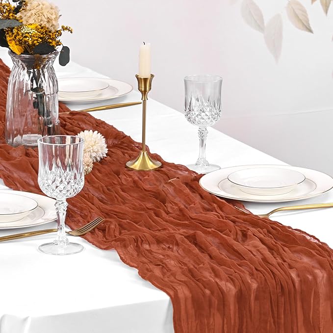 10 Pack Terracotta Cheesecloth Table Runner 17x108 Inch Boho Gauze Cheese Cloth - Image 5