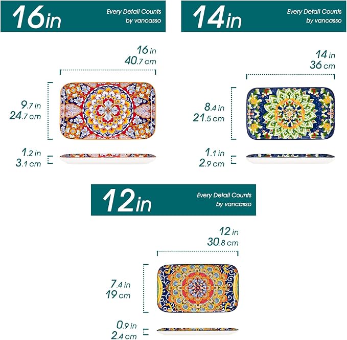 vancasso Serving Platters Set of 3, Microwave & Dishwasher Safe - Image 3