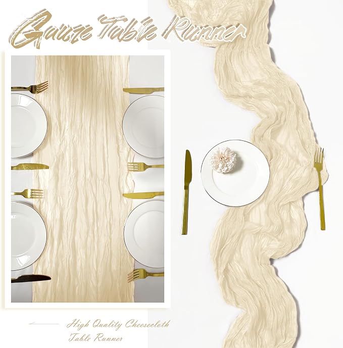 30 Pack Ivory Cheesecloth Table Runner 17 x 108 inch Cheese Cloth Table Runners - Image 6