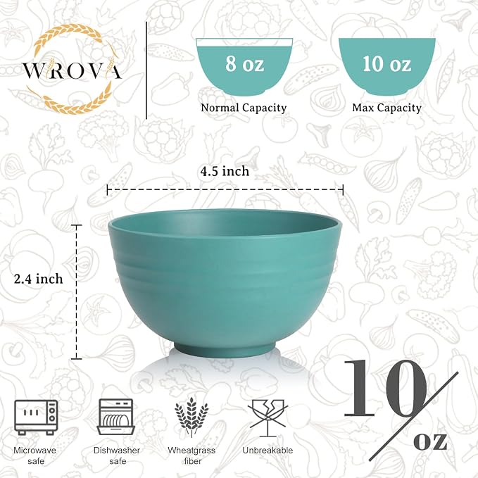 Small Wheat Straw Bowls Sets of 6, Dishwasher Safe and Microwave Safe Snack - Image 2